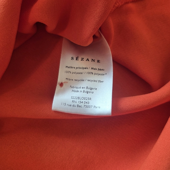 LIKE NEW Sézane Abélia Blouse in Rogue Orange | Long Sleeve Women’s | FR 36 US 4 - Picture 9 of 11